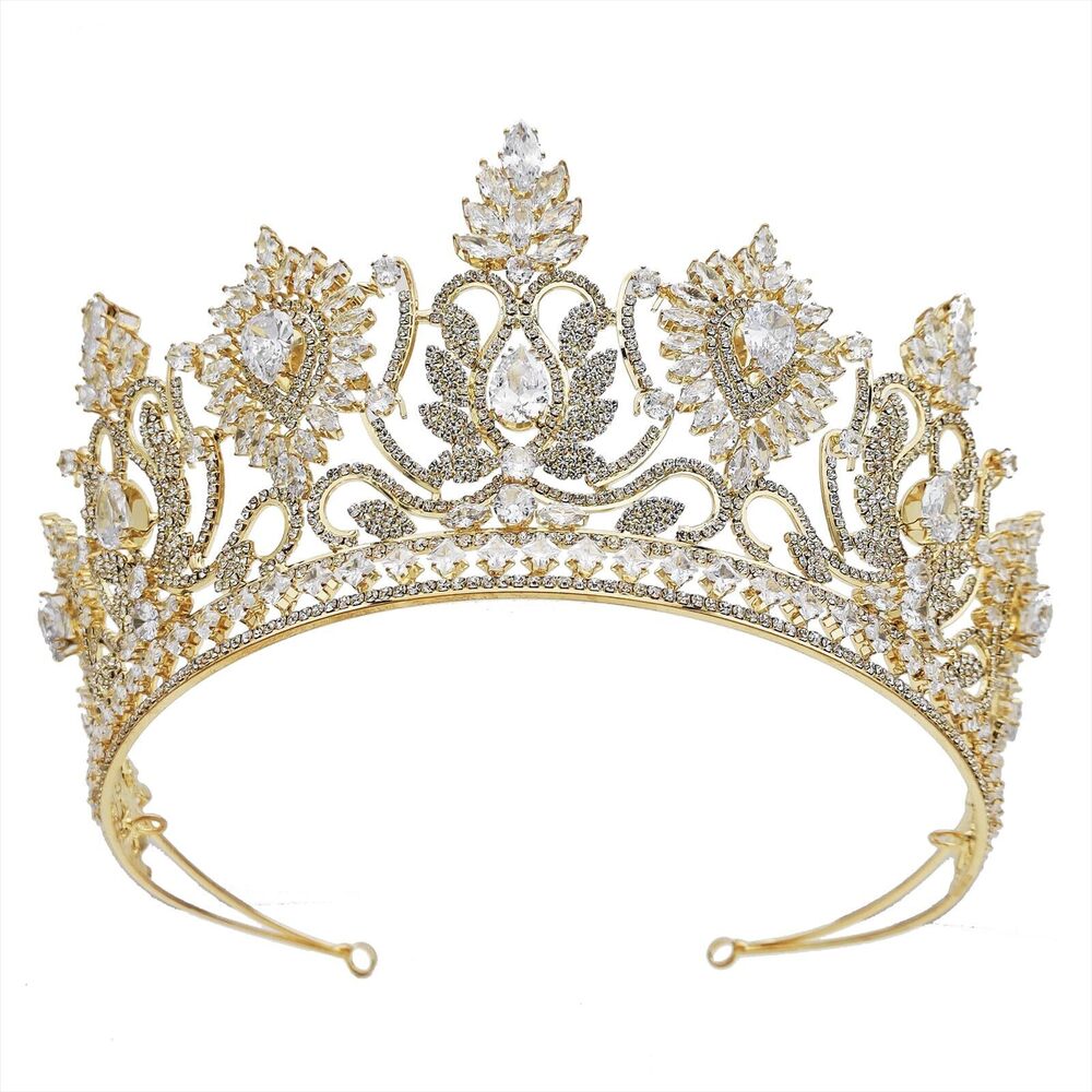 5782 Luxury Large Tiaras and Crowns for Wedding Cubic Zirconia Pageant